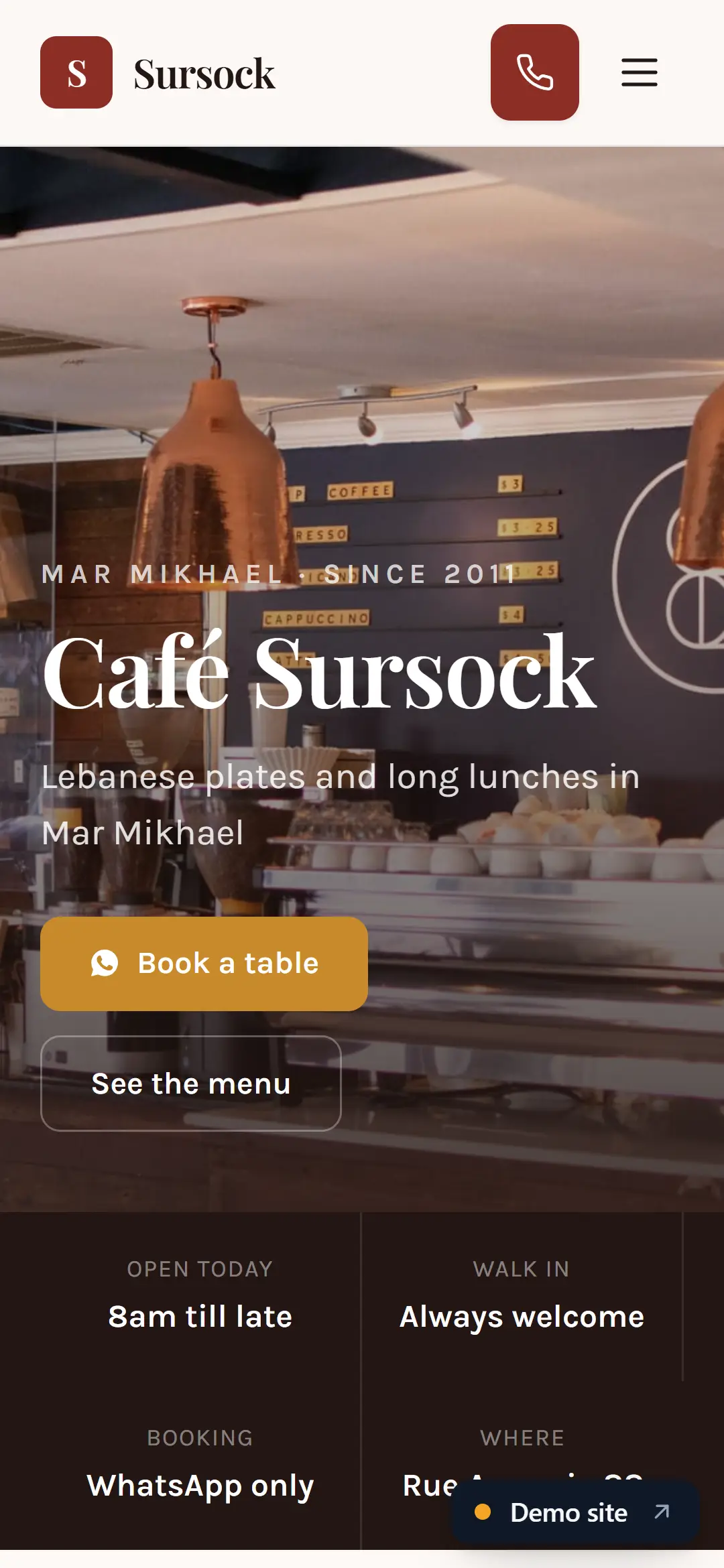 Restaurant with a full menu